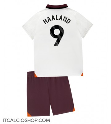 Manchester City Erling Haaland #9 Seconda Maglia Bambino 2023-24 Manica Corta (+ Pantaloni corti)